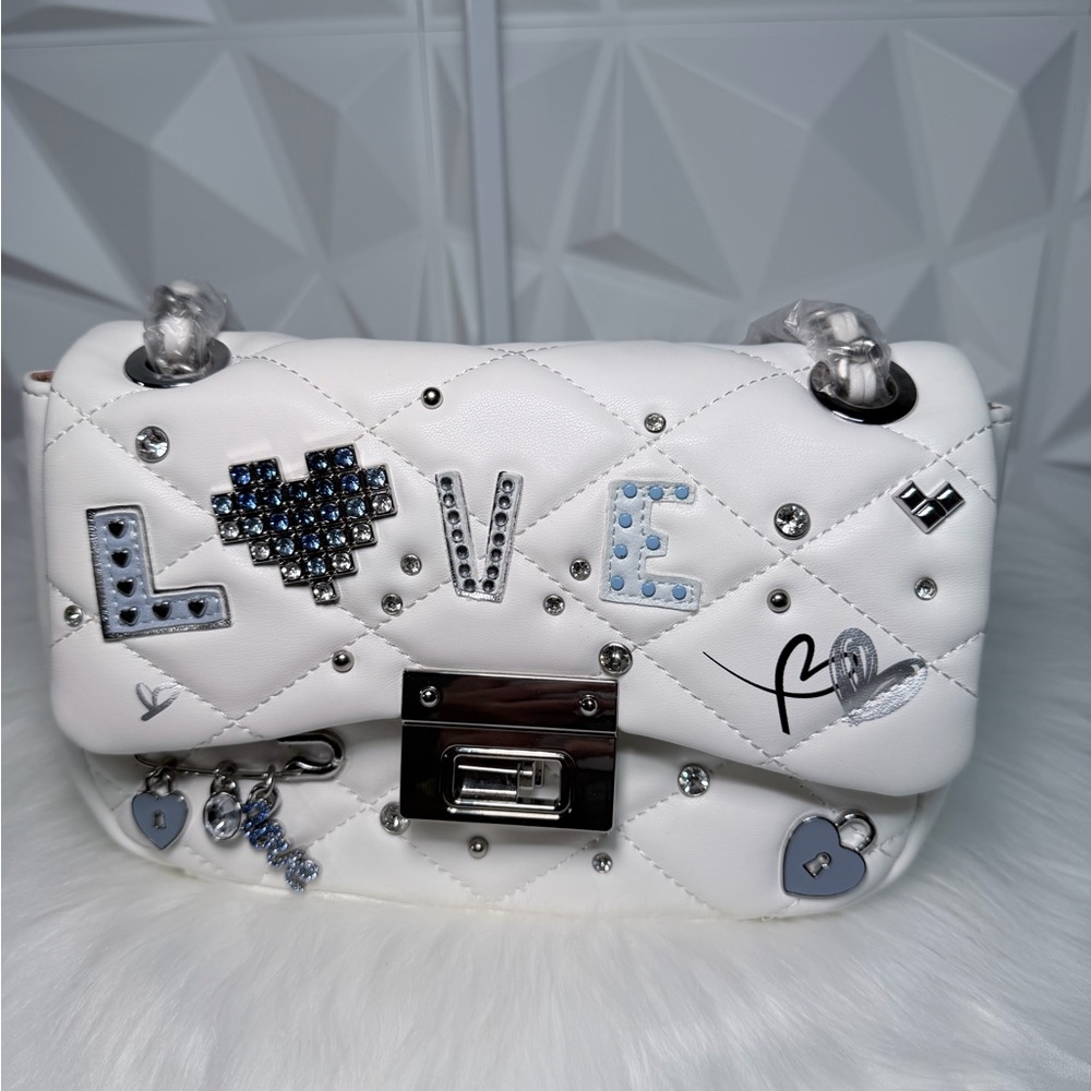 🤍Aldo White Crossbody Bag with Blue Embellishments - Picture 9 of 12